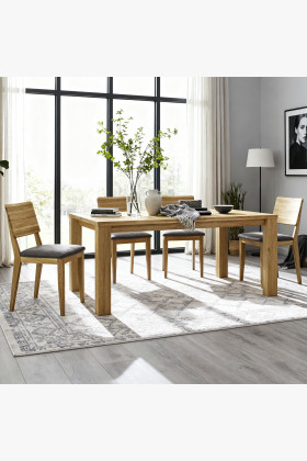 Massive Eichenholz Essgruppe Bratislava 180x90 cm mit 4